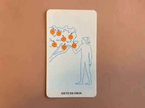 Carta del tarot 7 de oros. Carta del tarot 7 de oros.