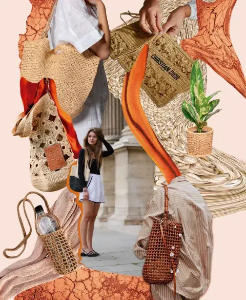 Collage con carteras de rafia Collage con carteras de rafia