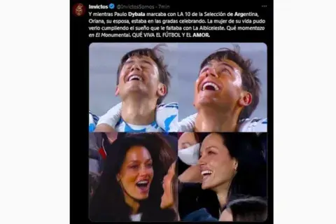 Oriana Sabatini celebró el gol de su marido Oriana Sabatini celebró el gol de su marido
