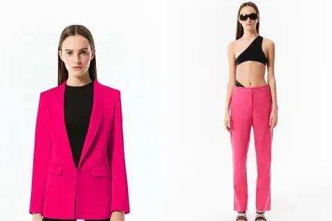 Un pantalon y un saco en color fucsia Un pantalon y un saco en color fucsia