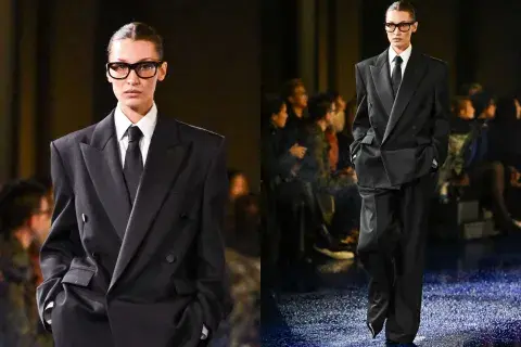 Bella Hadid desfilando para Yves Saint Laurent Bella Hadid desfilando para Yves Saint Laurent