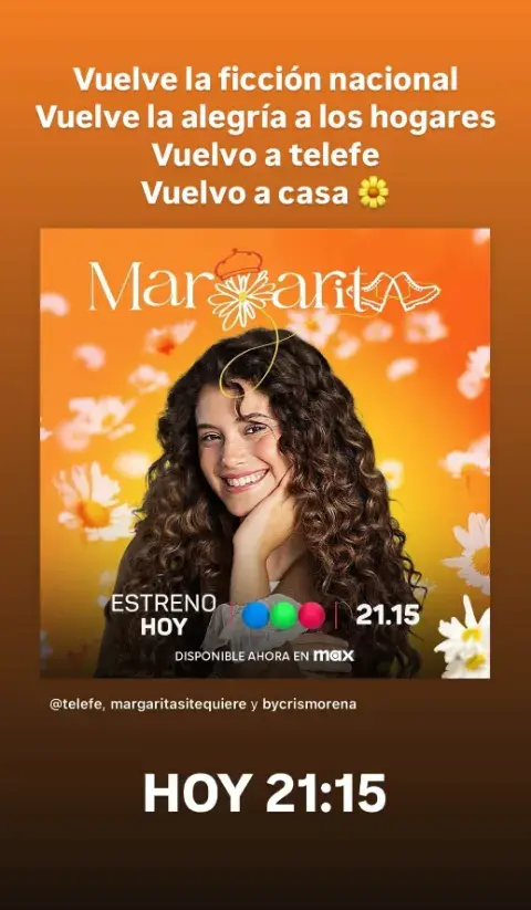 Captura de Storie de Cris Morena feliz por el estreno de Margarita en Telefe. Captura de Storie de Cris Morena feliz por el estreno de Margarita en Telefe.
