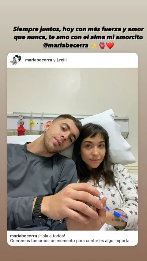Captura de Storie de J Rei apoyando a su novia María Becerra. Captura de Storie de J Rei apoyando a su novia María Becerra.