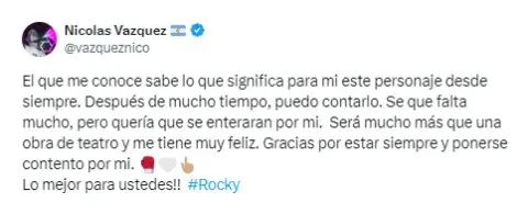 Posteo de Nico Vázquez. Posteo de Nico Vázquez.
