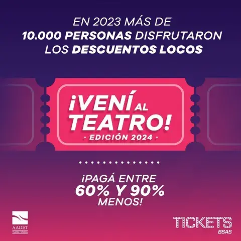 Banner de la iniciativa Vení al Teatro 2024. Banner de la iniciativa Vení al Teatro 2024.