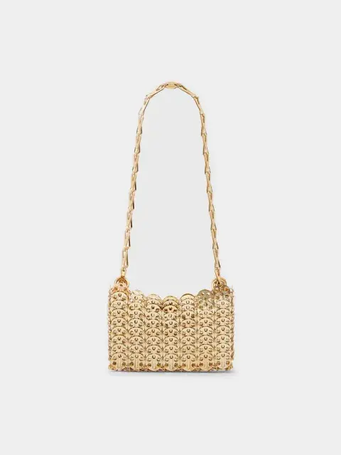 Foto del bolso de oro de Paco Rabanne. Foto del bolso de oro de Paco Rabanne.