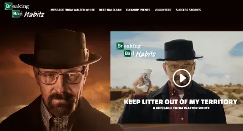 Foto de la campaña Breaking Bad Habits que trajo de vuelta a Walter White. Foto de la campaña Breaking Bad Habits que trajo de vuelta a Walter White.