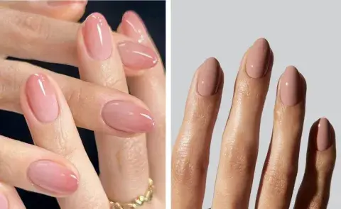 Dos manos con uñas de color nude Dos manos con uñas de color nude