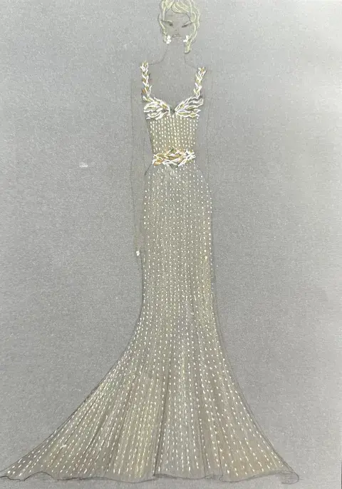 El diseño del vestido de Gabriel Lage que lució Mariana Fabbiani en la alfombra roja del Martín Fierro de Cine. El diseño del vestido de Gabriel Lage que lució Mariana Fabbiani en la alfombra roja del Martín Fierro de Cine.