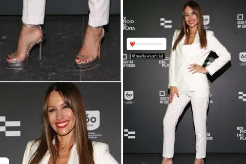 Pampita con un look de tres piezas en color blanco Pampita con un look de tres piezas en color blanco