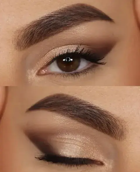 Dos fotos de ojos con maquillaje que agranda la mirada. Dos fotos de ojos con maquillaje que agranda la mirada.