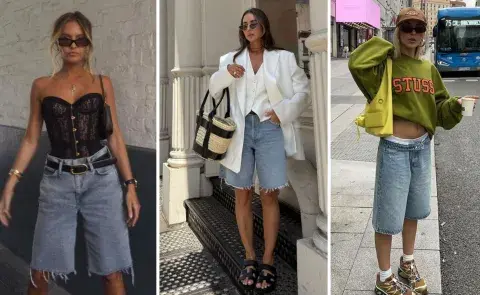 Tres mujeres usando bermudas Tres mujeres usando bermudas