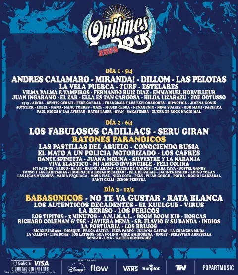 Anuncio de que Babasónicos se sumó al Quilmes Rock 2025. Anuncio de que Babasónicos se sumó al Quilmes Rock 2025.