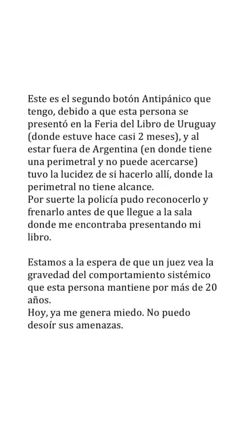 Captura de la denuncia de Celeste Cid.