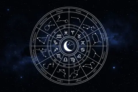 La rueda zodiacal, con los símbolos de los 12 signos astrales. La rueda zodiacal, con los símbolos de los 12 signos astrales.