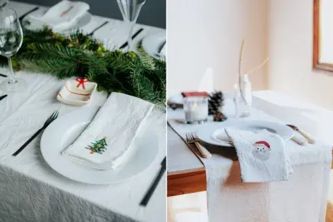 Dos mesas navideñas. Dos mesas navideñas.