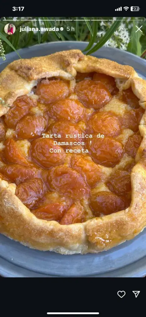 La receta de tarta de damascos de Juliana Awada La receta de tarta de damascos de Juliana Awada