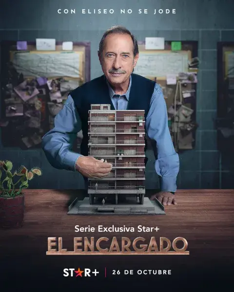 Póster de la serie original de Disney+, El encargado. Póster de la serie original de Disney+, El encargado.