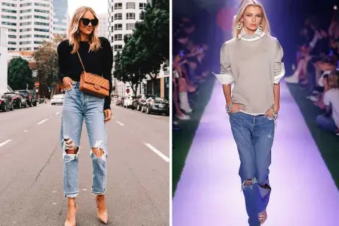 Los ripped jeans o jeans rotos vuelven en esta temporada