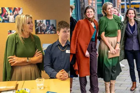 En una de sus última apariciones se la vio con un equipo de tres piezas conformado por un conjunto de cárdigan con remerita, ambas de lana, y una falda degradé que iba desde el verde intenso hasta terminar en el nude En una de sus última apariciones se la vio con un equipo de tres piezas conformado por un conjunto de cárdigan con remerita, ambas de lana, y una falda degradé que iba desde el verde intenso hasta terminar en el nude