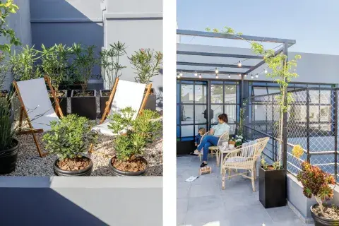 En muy pocos metros, todo bien resuelto: quincho, solarium y espacio de encuentro. En muy pocos metros, todo bien resuelto: quincho, solarium y espacio de encuentro.