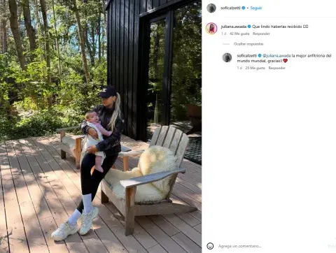 Captura del intercambio entre Juliana Awada y Sofía Calzetti en Instagram. Captura del intercambio entre Juliana Awada y Sofía Calzetti en Instagram.