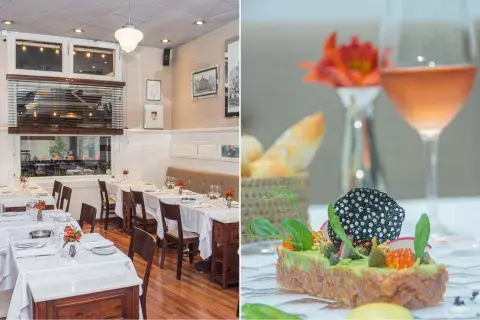El salón de Roux y un plato de la carta. El salón de Roux y un plato de la carta.