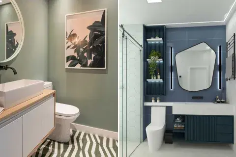 Colocar estratégicamente cada mueble es fundamental cuando se trata de un baño pequeño Colocar estratégicamente cada mueble es fundamental cuando se trata de un baño pequeño