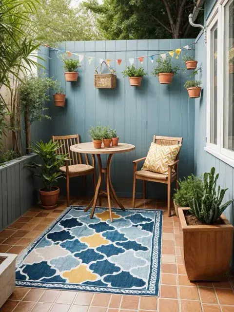 Pequeños detalles como macetas, sillones y alfombras que hacen de tu patio un espacio acogedor Pequeños detalles como macetas, sillones y alfombras que hacen de tu patio un espacio acogedor