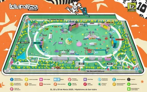 El mapa del Lollapalooza Argentina 2025 El mapa del Lollapalooza Argentina 2025
