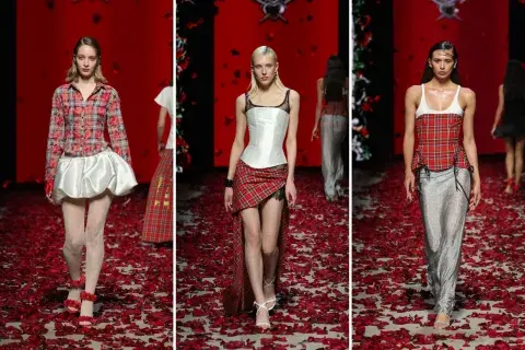 Li Lab mostró su escosés en las tendencias bien actuales: faldas globo y corsets sobre prendas Li Lab mostró su escosés en las tendencias bien actuales: faldas globo y corsets sobre prendas