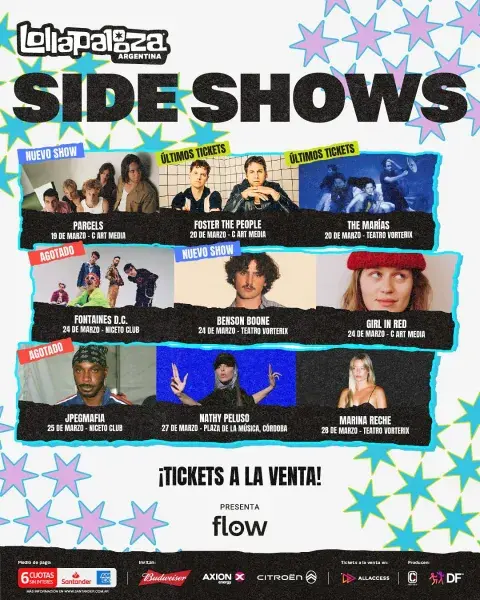 Los sideshows del Lollapalooza Argentina 2025 Los sideshows del Lollapalooza Argentina 2025