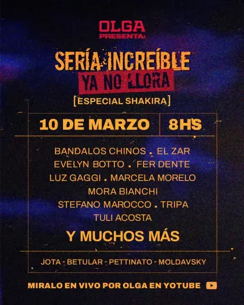 Póster del especial de Shakira en Olga. Póster del especial de Shakira en Olga.