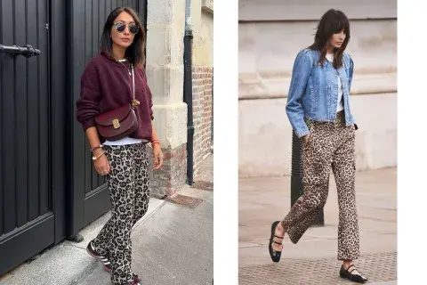 Con chaqueta de jean o buzo borgoña, el animal print gana terreno Con chaqueta de jean o buzo borgoña, el animal print gana terreno