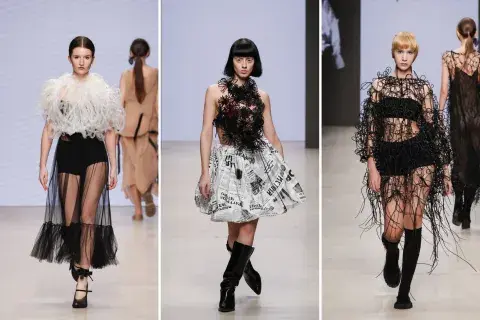 Zlata Peczkowska volvió con print de periódicos y mucha maraña textil. Zlata Peczkowska volvió con print de periódicos y mucha maraña textil.