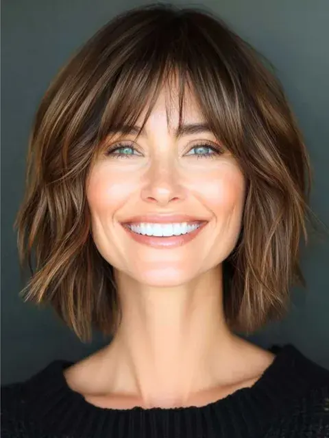 Como primer ejemplo tenemos un corte bob con flequillo despuntado. Un look bien juvenil. Como primer ejemplo tenemos un corte bob con flequillo despuntado. Un look bien juvenil.