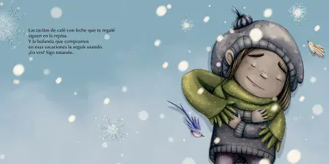 Una de las páginas de Acá estoy, el libro de Magela Demarco y Caru Grossi Una de las páginas de Acá estoy, el libro de Magela Demarco y Caru Grossi