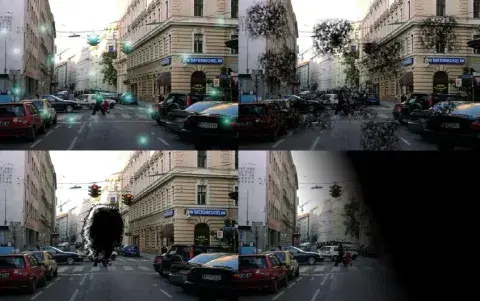 Visual: destellos, luces intermitentes, líneas en zigzag, manchas oscuras o distorsiones visuales inespecíficos que se expanden en el campo visual.  