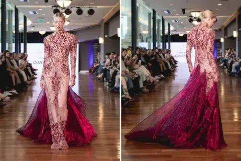 Miuki Madelaire diseñó un impactante vestido que lución su hija. Miuki Madelaire diseñó un impactante vestido que lución su hija.
