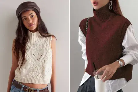 Los chalecos también vienen con cuellos altos en diversos colores Los chalecos también vienen con cuellos altos en diversos colores