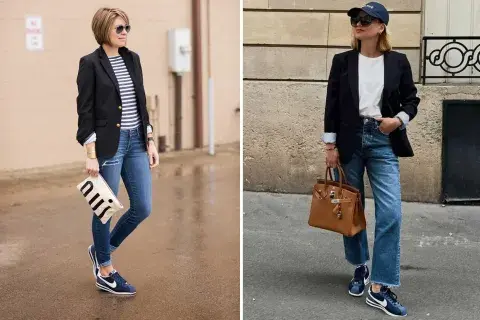 Las zapatillas azules son perfectas para llevar con jeans y blazers