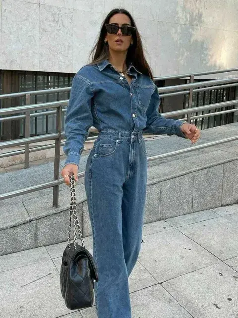 Un look total denim perfecto para el día Un look total denim perfecto para el día