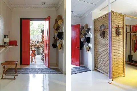 La trama de fibras naturales es un buen fondo para las máscaras africanas. La trama de fibras naturales es un buen fondo para las máscaras africanas.