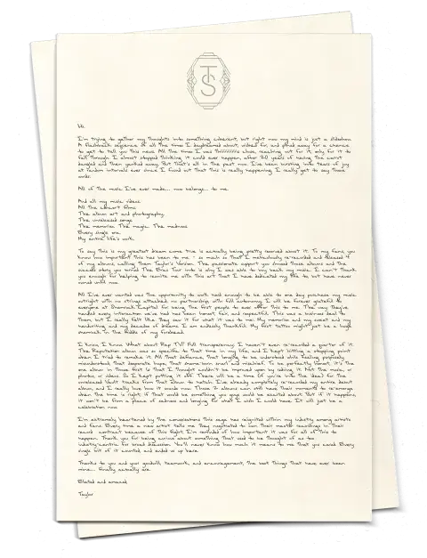 La carta en la que Taylor Swift anuncia que recuperó su música. La carta en la que Taylor Swift anuncia que recuperó su música.