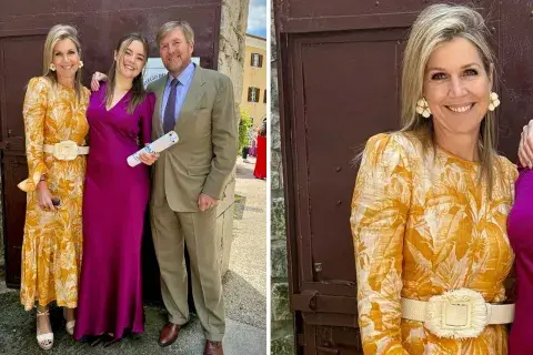 Máxima Zorreguieta eligió un vestido con flores en tono ocre y blanco
