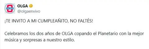 El anuncio del show por los 2 años de OLGA.