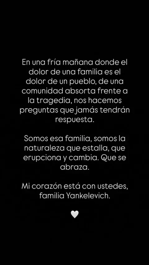 El mensaje de Benajamín Vicuña para Cris Morena y su familia por la muerte de Mila Yankelevich. El mensaje de Benajamín Vicuña para Cris Morena y su familia por la muerte de Mila Yankelevich.