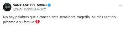 El mensaje de Santiago del Moro por la muerte de la nieta de Cris Morena. El mensaje de Santiago del Moro por la muerte de la nieta de Cris Morena.