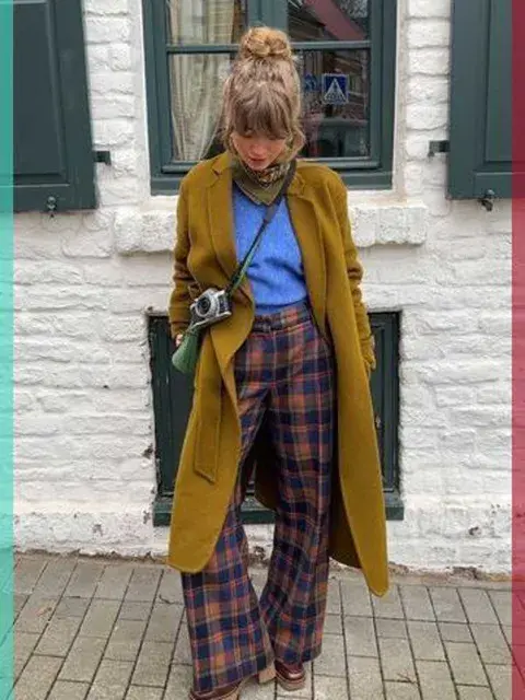 Tapados XXl con pantalones de lanilla a cuadros, un look canchero ideal para el día Tapados XXl con pantalones de lanilla a cuadros, un look canchero ideal para el día