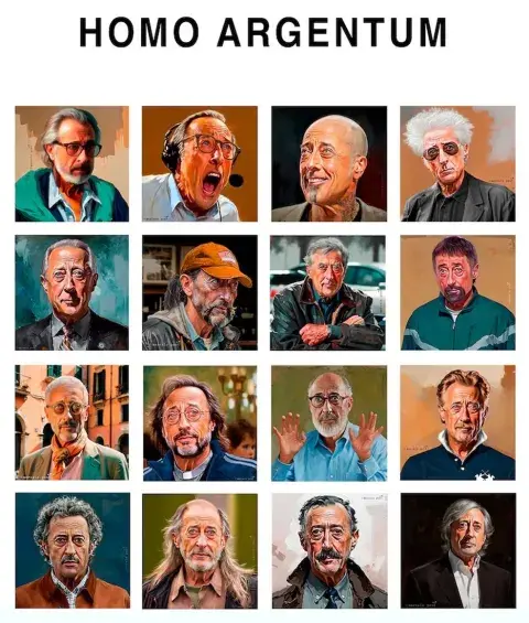 Guillermo Francella y sus 16 personajes en la película Homo Argentum. Guillermo Francella y sus 16 personajes en la película Homo Argentum.